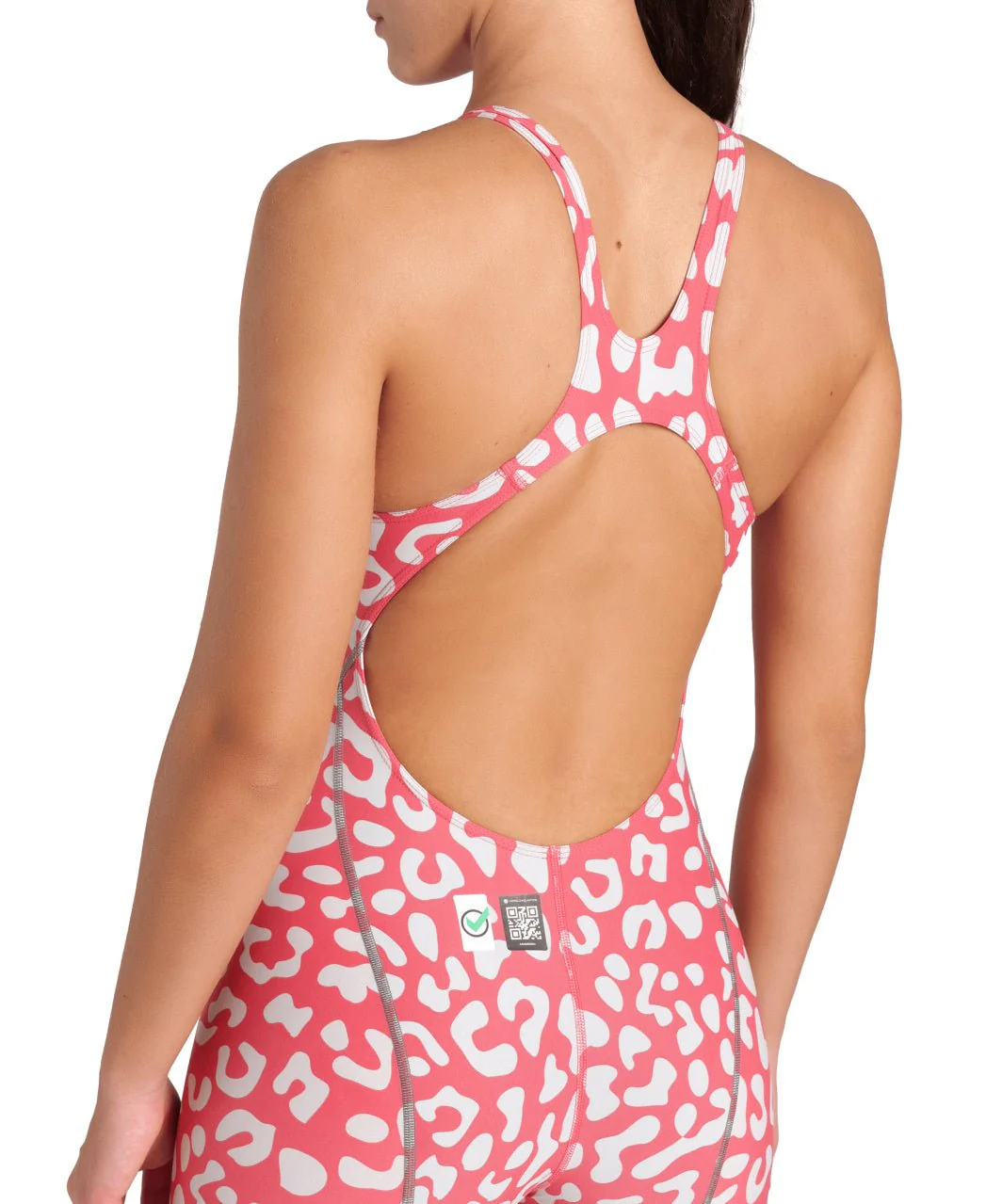 ARENA WOMENS LEOPARD SKIN GERANIUM POWERSKIN ST NEXT OPEN BACK KNEESUIT - Image 4