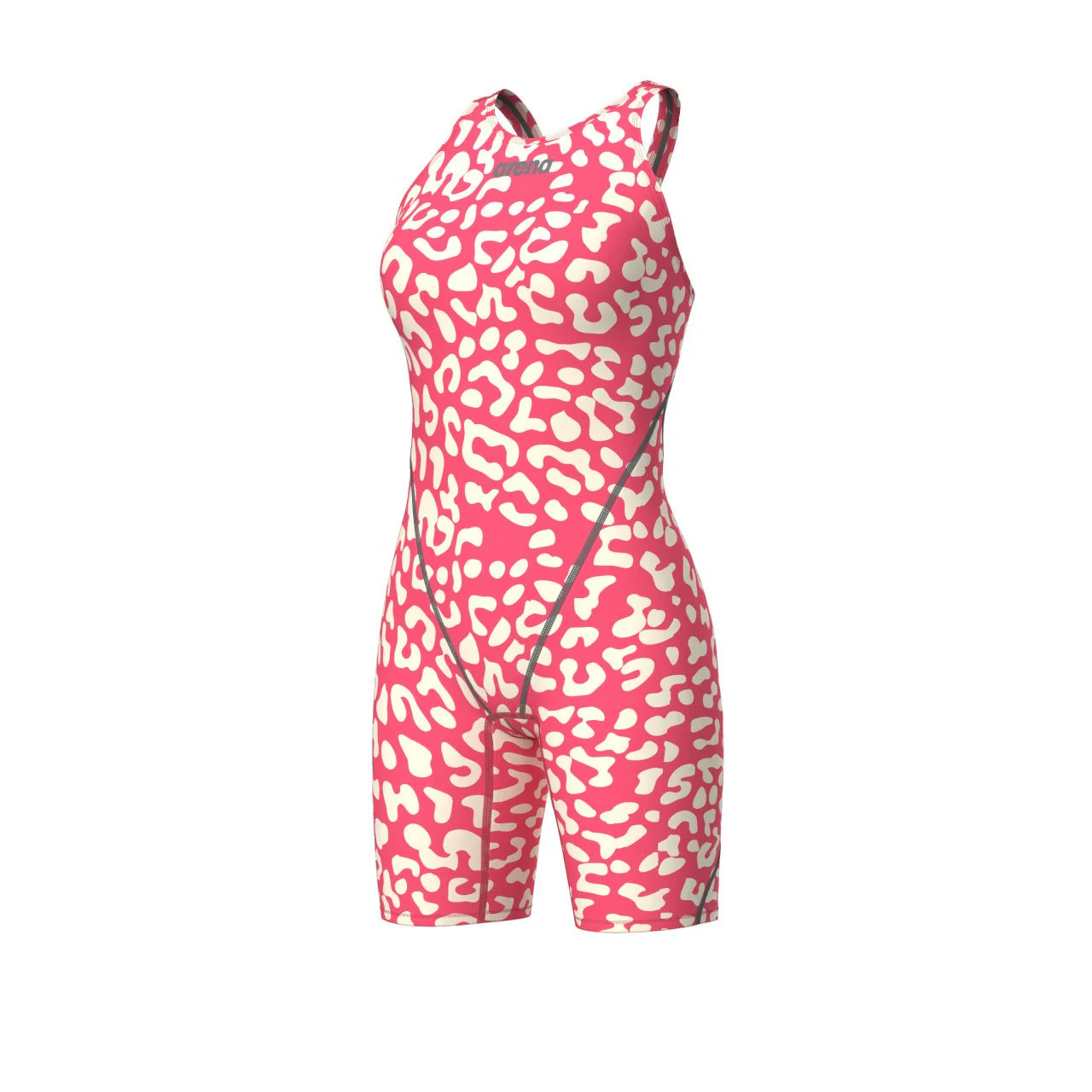 ARENA WOMENS LEOPARD SKIN GERANIUM POWERSKIN ST NEXT OPEN BACK KNEESUIT - Image 6