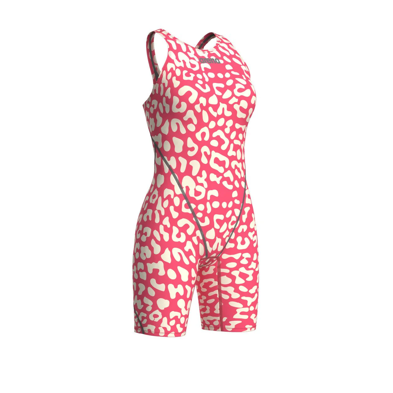 ARENA WOMENS LEOPARD SKIN GERANIUM POWERSKIN ST NEXT OPEN BACK KNEESUIT - Image 7