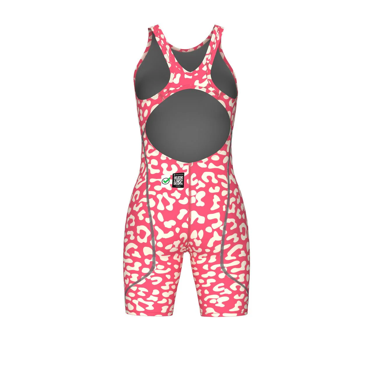 ARENA WOMENS LEOPARD SKIN GERANIUM POWERSKIN ST NEXT OPEN BACK KNEESUIT - Image 9