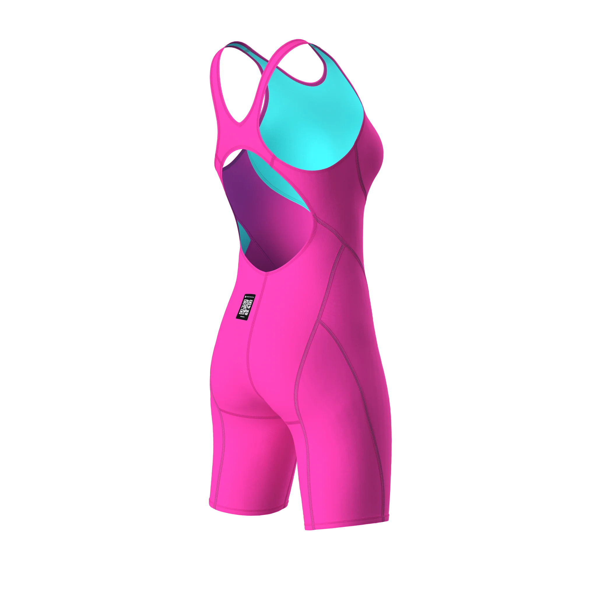 ARENA WOMENS POWERSKIN IMPULSO SHOCKING PINK & WATER OPEN BACK KNEESUIT - Image 11