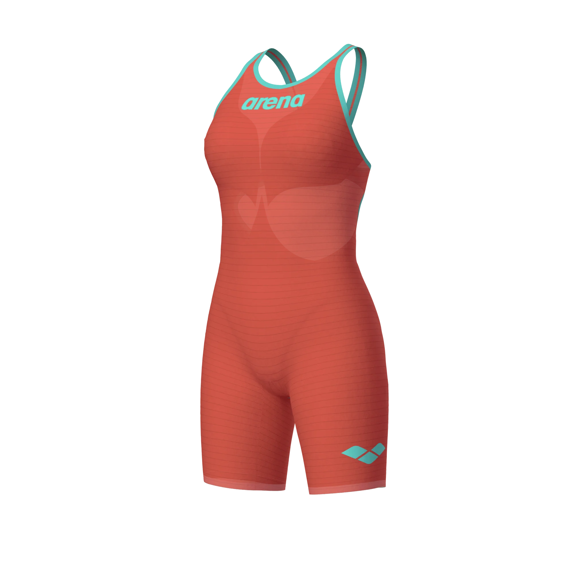 ARENA WOMENS POWERSKIN SUNSET CORAL CARBON AIR² OPEN BACK KNEESUIT - Image 6