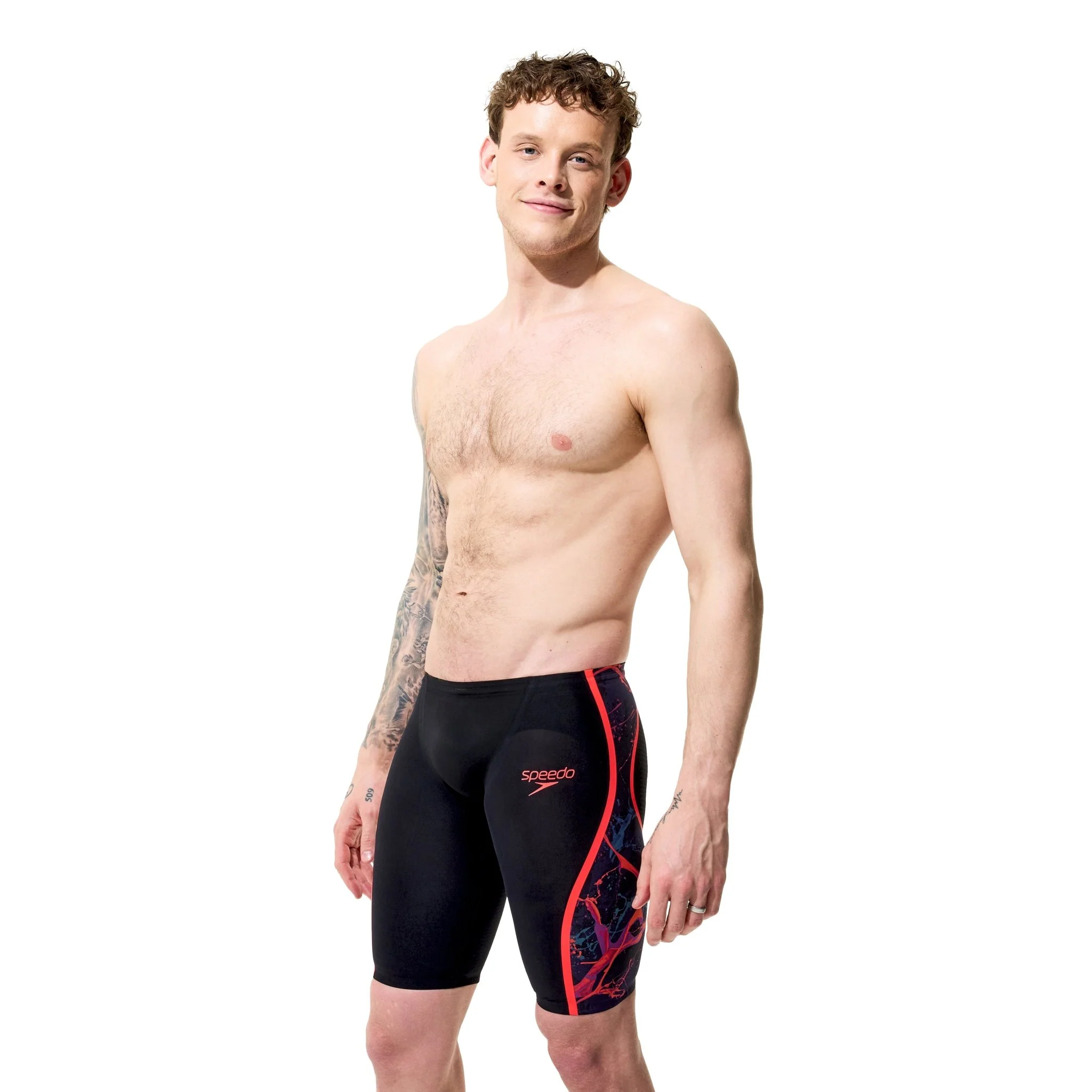 SPEEDO MENS FASTSKIN LZR PURE INTENT 2.0 PRINTED JAMMER BLACK EMBER - Image 4
