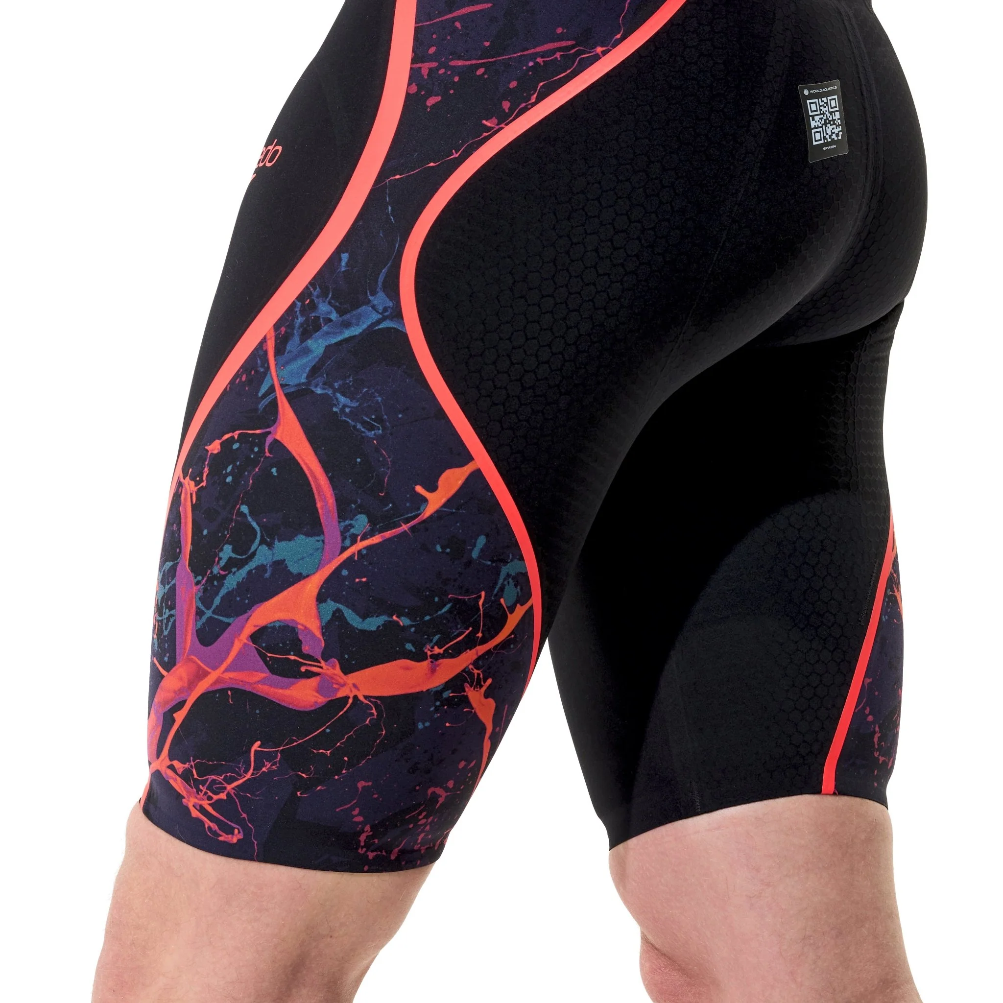 SPEEDO MENS FASTSKIN LZR PURE INTENT 2.0 PRINTED JAMMER BLACK EMBER - Image 5