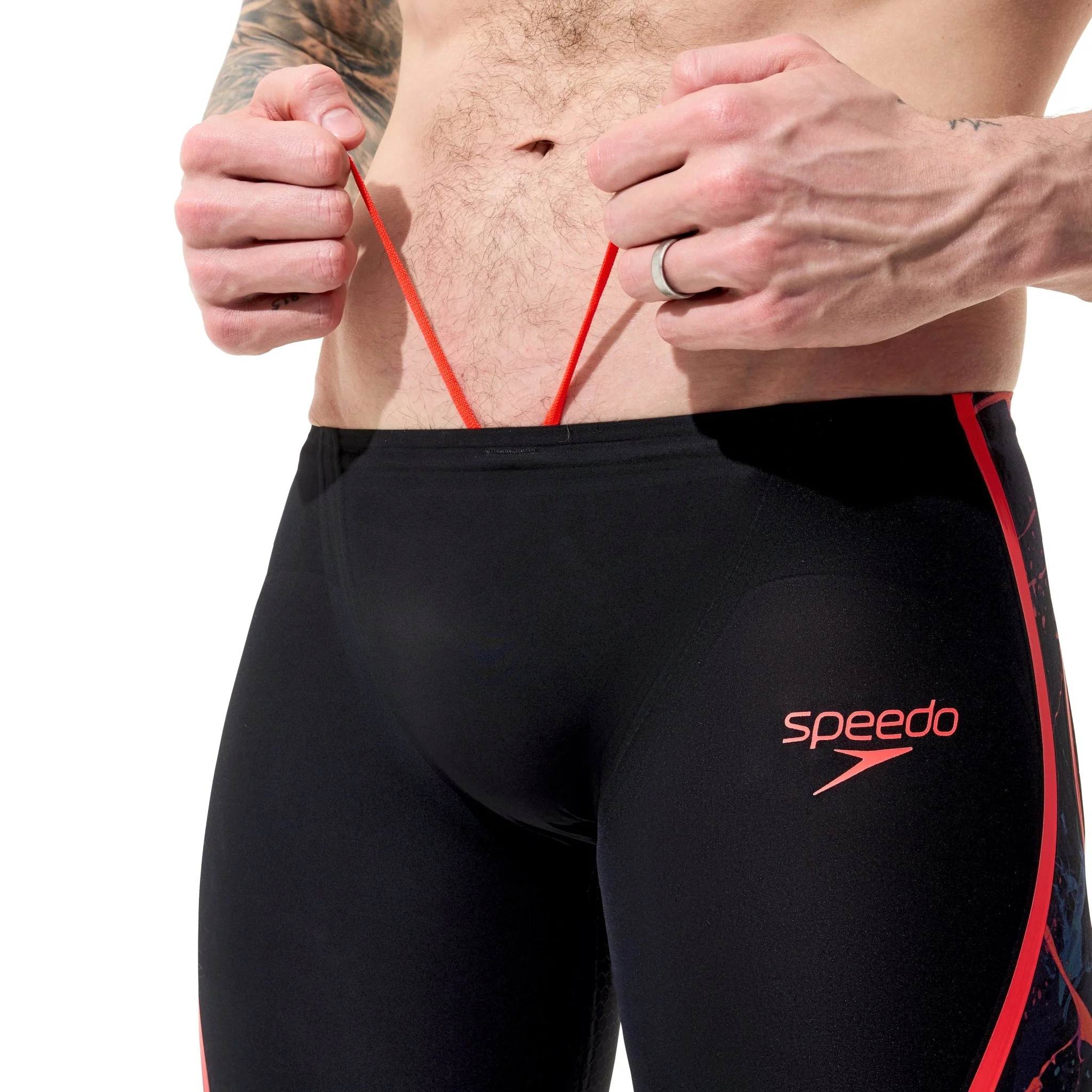 SPEEDO MENS FASTSKIN LZR PURE INTENT 2.0 PRINTED JAMMER BLACK EMBER - Image 7