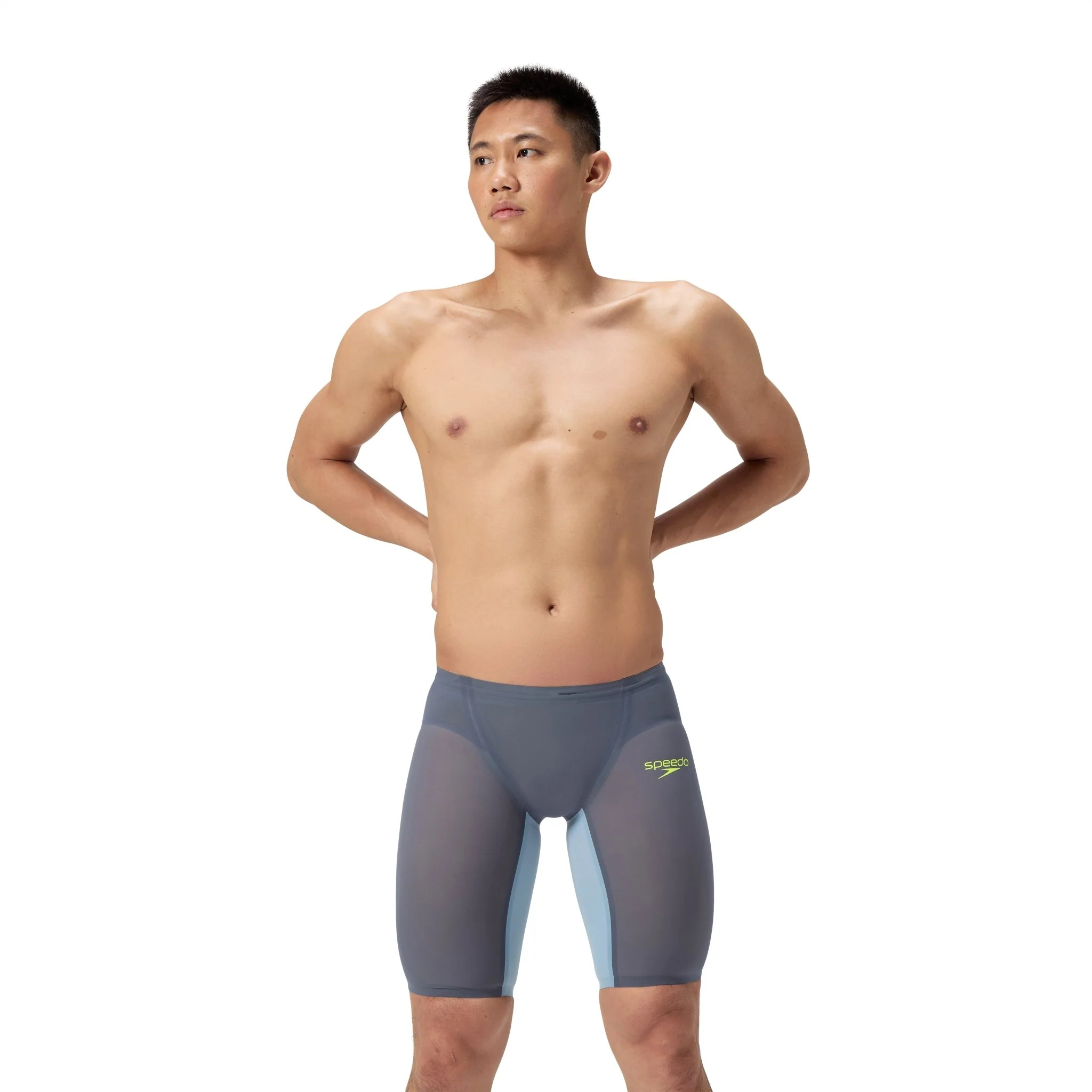 SPEEDO MENS FASTSKIN LZR PURE VALOR 2.0 JAMMER GREY LEAD / ACADIA BLUE - Image 3