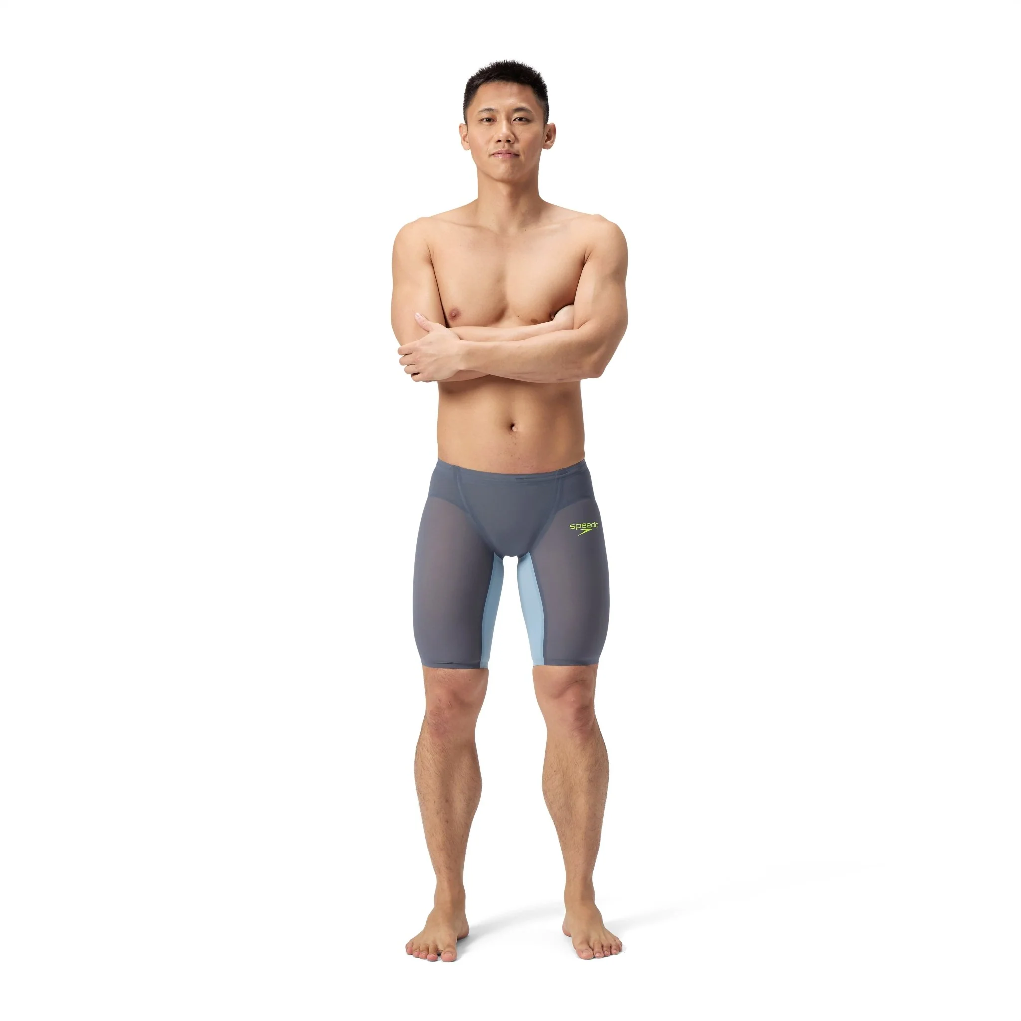 SPEEDO MENS FASTSKIN LZR PURE VALOR 2.0 JAMMER GREY LEAD / ACADIA BLUE - Image 4