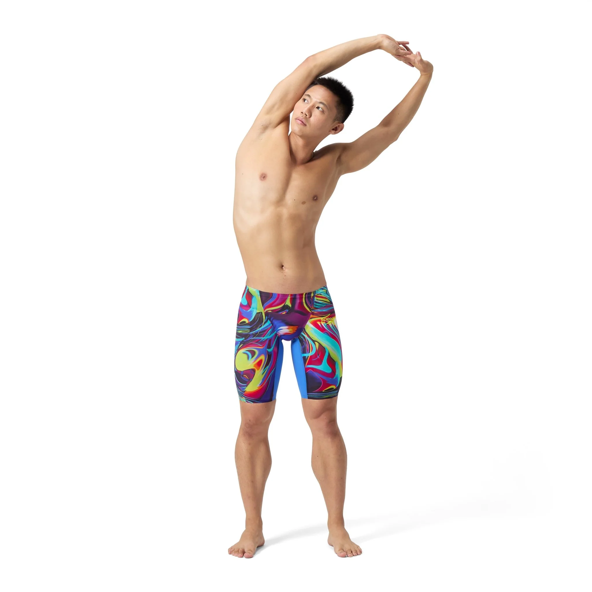 SPEEDO MENS FASTSKIN LZR PURE VALOR 2.0 JAMMER MOLTEN BLUR / COBALT POP - Image 3