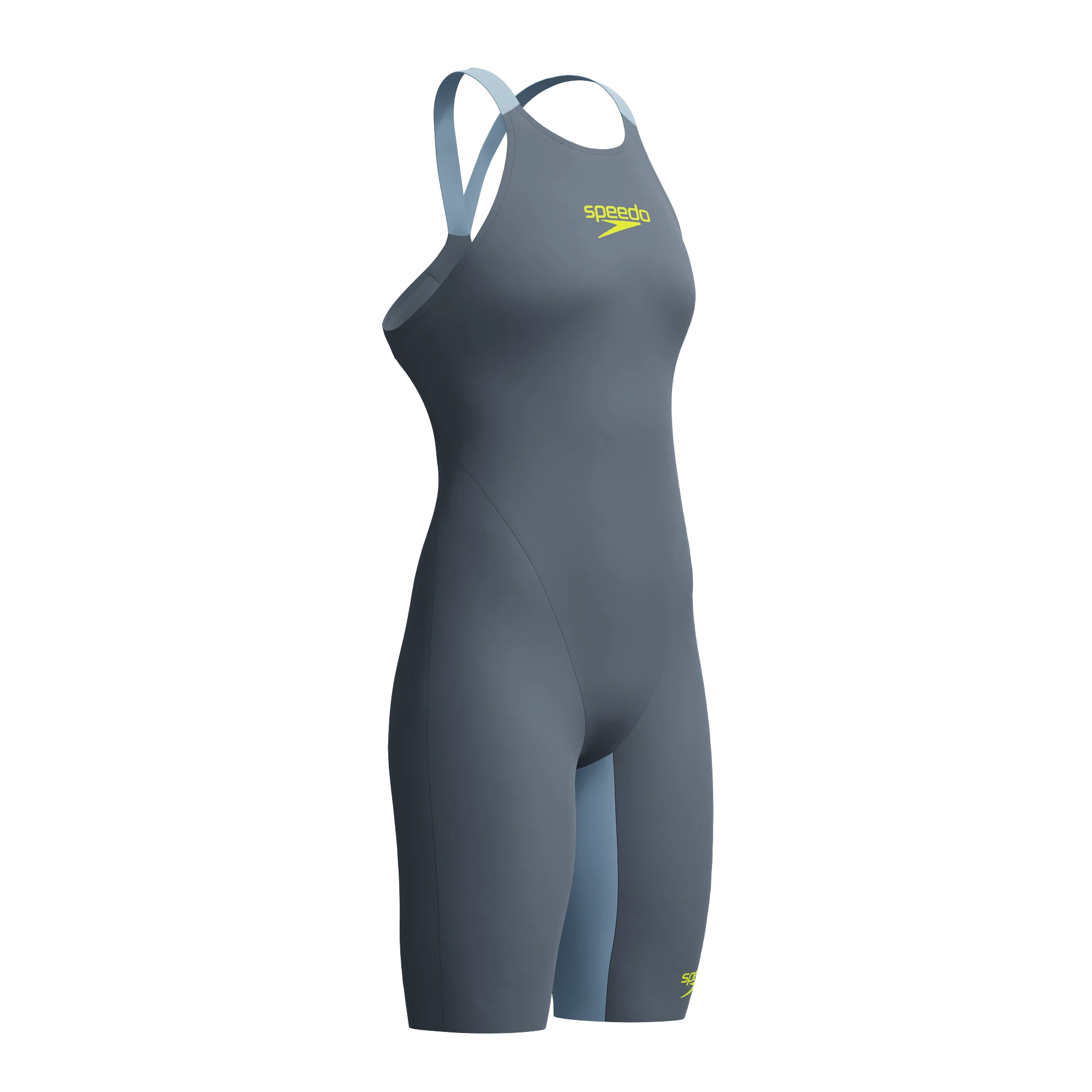 SPEEDO WOMENS FASTSKIN LZR PURE VALOR 2.0 OPENBACK KNEESKIN GREY LEAD / ACADIA BLUE - Image 3
