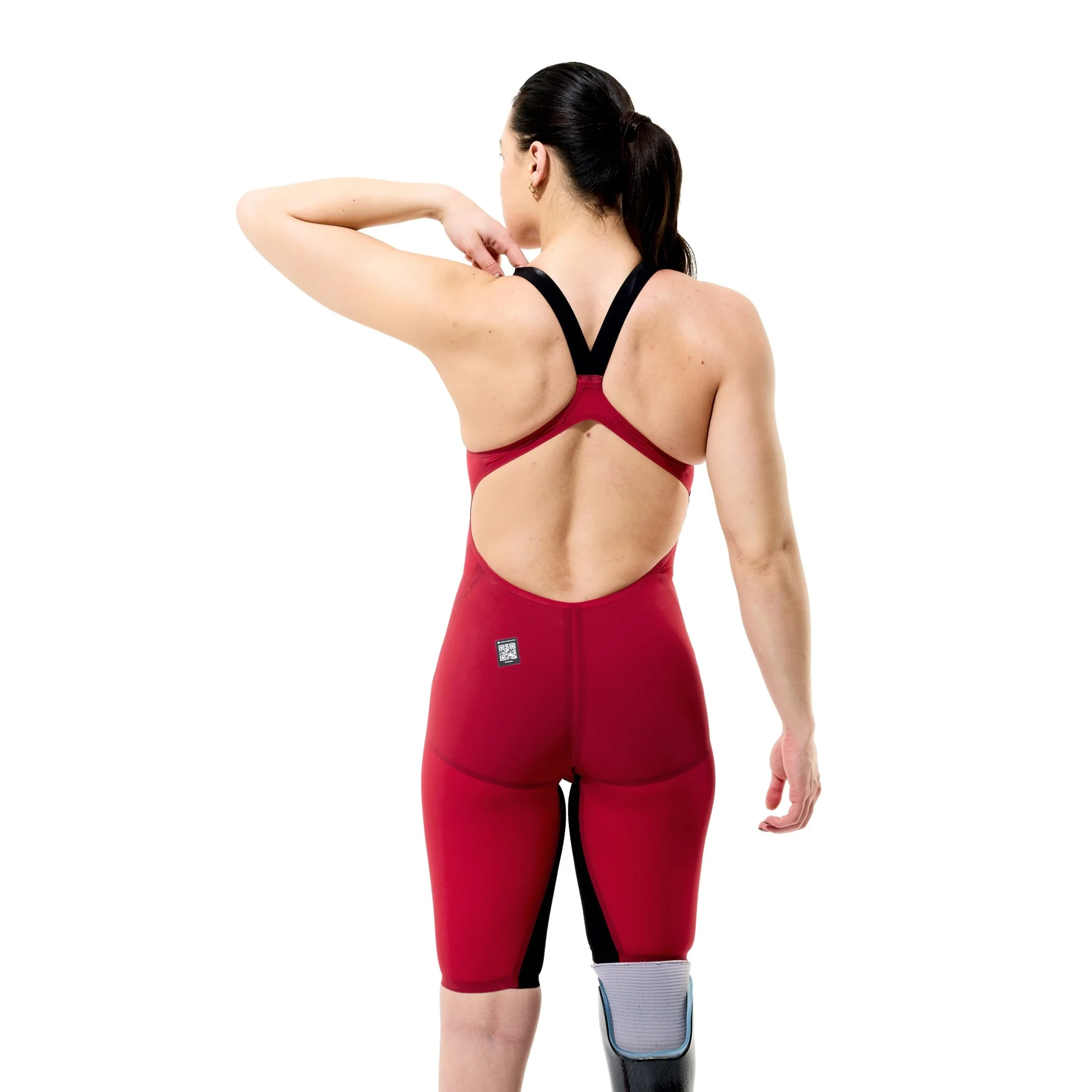SPEEDO WOMENS FASTSKIN LZR PURE VALOR 2.0 OPENBACK KNEESKIN REGAL RED - Image 2